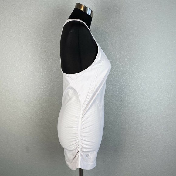 Athleta Womens Speedlight Racerback Tank Top M Medium Pale Pink Ruched Seamless - Picture 5 of 11